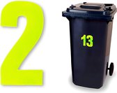 Reflecterend huisnummer kliko sticker - nummer 2 - geel - container sticker - afvalbak nummer - vuilnisbak - brievenbus - CoverArt