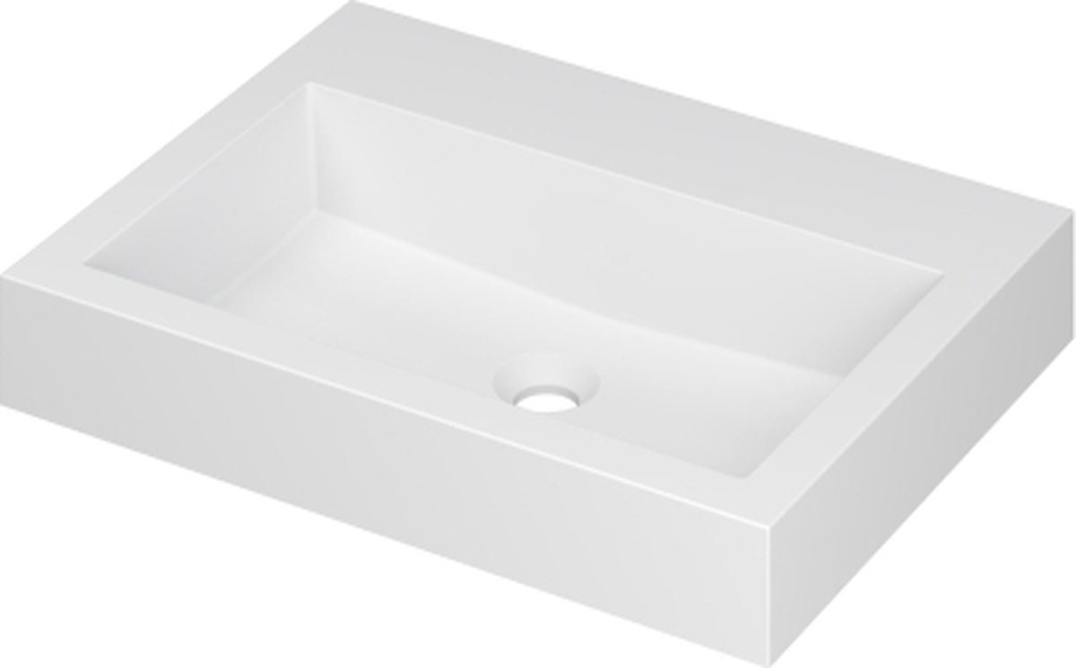 INK® Momento wastafel polystone zonder kraangat 60 x 9 x 45 cm, mat wit