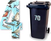 Huisnummer kliko sticker - Nummer 4 - vogels - container sticker - afvalbak nummer - vuilnisbak - brievenbus - CoverArt
