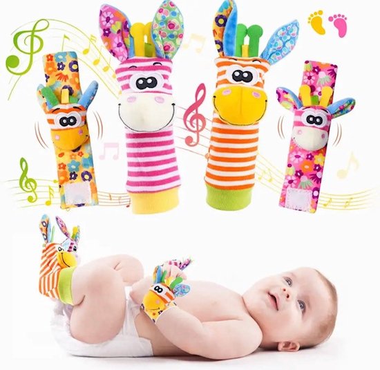 Bébé bébé enfants chaussettes hochet jouets animaux poignet hochet 0 ~ 24