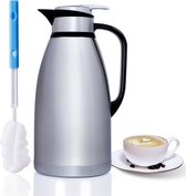 Thermoskan voor koffie, 3 liter, dubbelwandige vacuüm-heupfles, grote capaciteit, geschikt voor grote gezinnen en kleine feesten, zilver