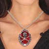 Fiestas Guirca - Ketting met medallion rood skelet - Halloween - Halloween accessoires - Halloween verkleden