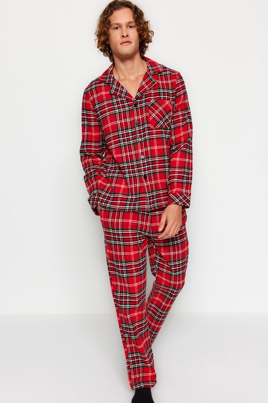 Trendyol Men Standard Sleeve Collar Rouge, ensemble pyjama à carreaux pour  homme, avec... | bol