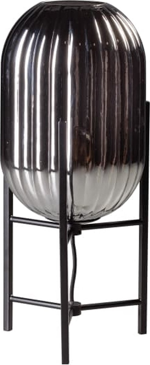 ETH Tafellamp Glamm S 20cm smoke glass ribbel / zwart