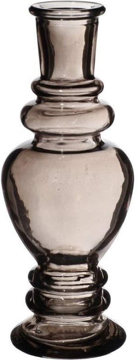 Ideas 4 Seasons Bloemenvaas Venice - voor kleine stelen/boeketten - gekleurd sierglas - helder grijs smoke - D5.7 x H15 cm