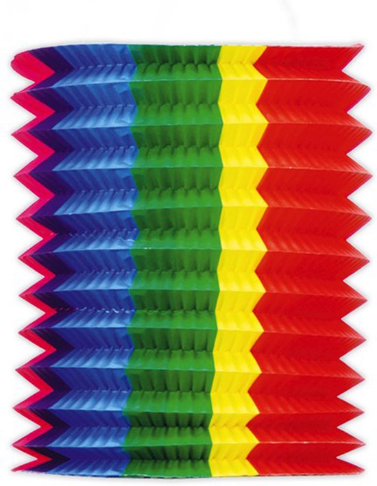 Guirca Trek lampion regenboog feest kleuren - H20 cm - papier - versiering/feestartikelen