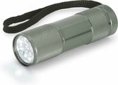 Compacte LED kinder zaklamp - aluminium - grijs - 9 cm - Uitdeelcadeau/leeslampje