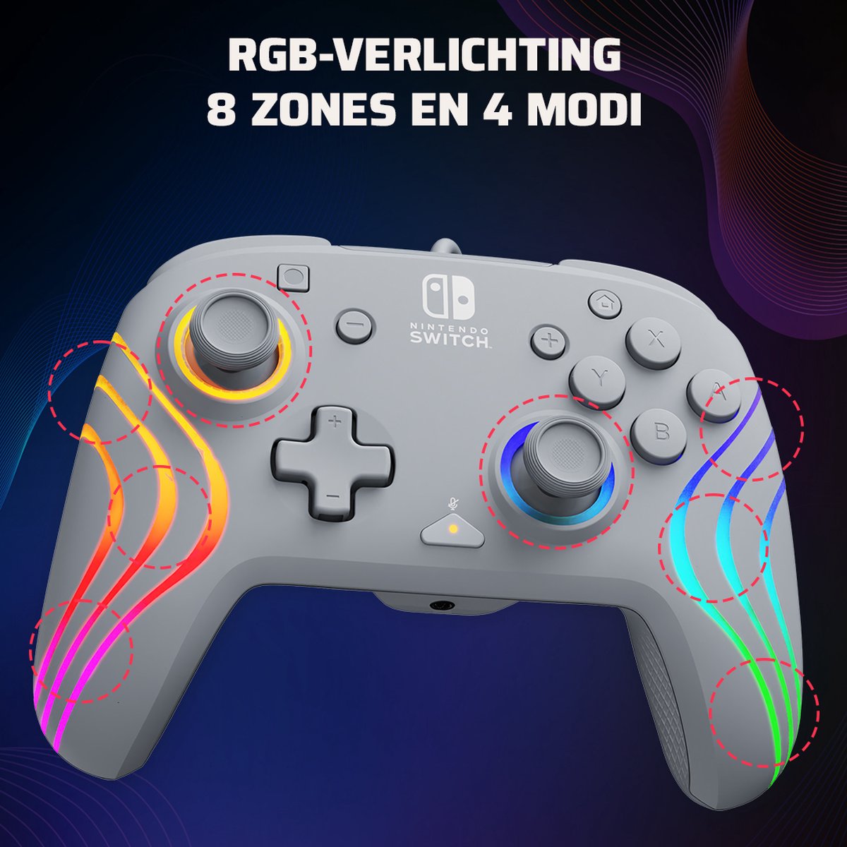 PDP Afterglow WAVE - Gaming Controller - RGB - 3,5mm Jack - Geschikt voor Nintendo Switch - Grijs – foto 5