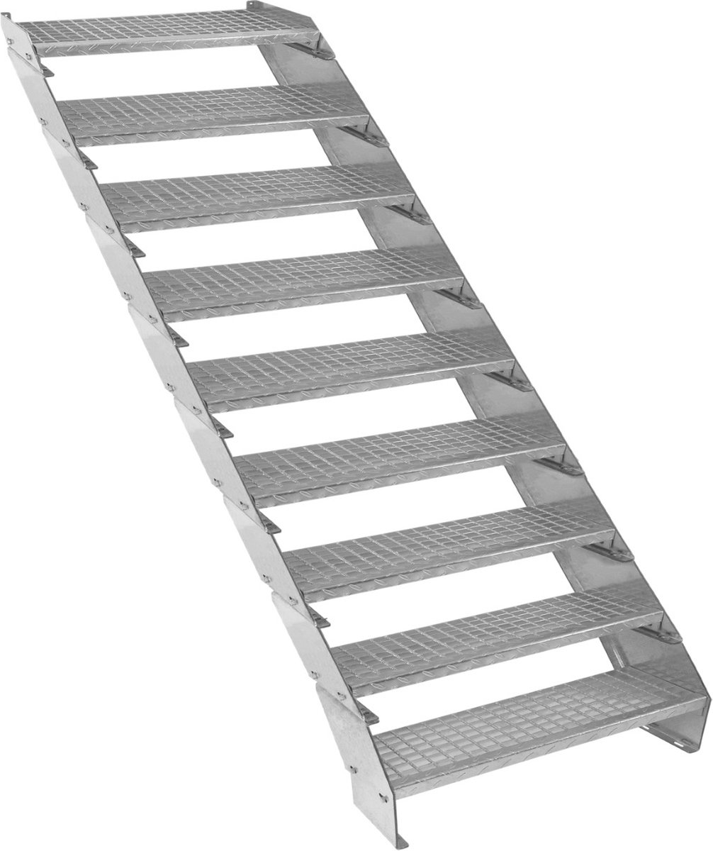 Verstelbare 9-treden verzinkte trap - zilver - 900 mm - max 12 treden