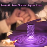 Luxury Diamond Rose Led Tafellamp - 21x9 cm – Sfeerlamp Multicolor - MultiColour Led Verlichting - Galaxy Projector - Diamond Crystal Lamp Sterren