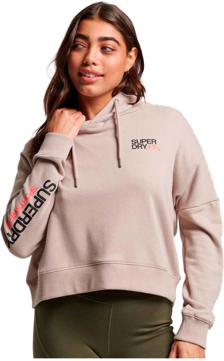 Superdry Sportswear Logo Boxy Hoodie L Vrouw Grijs