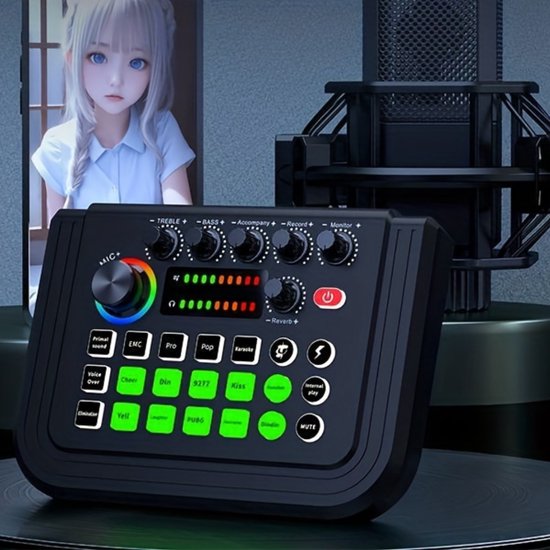 Table de mixage Audio - Console de mixage - DJ - Table de mixage - Gaming - Podcast - Avec Microphone