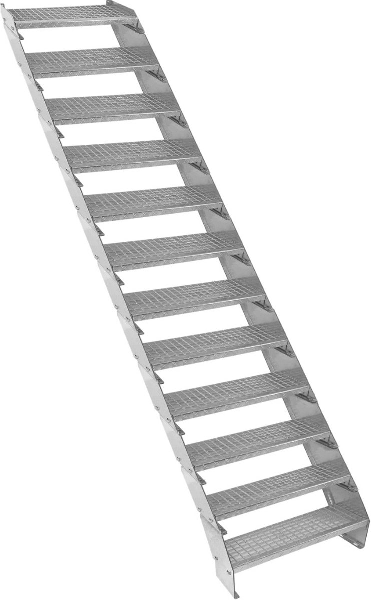 Verstelbare 12-delige verzinkte trap - zilver - 600 mm - antislip
