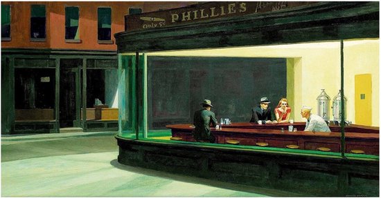 Kunstdruk Edward Hopper Nighthawks 40x30cm