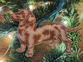 Kerstbal teckel - Hout - Kersthanger hond - Kerstbal van je huisdier - Kerstbal dier