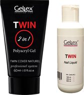 Gellex Twin Polygel Nagels Starterspakket, Polyacryl Set, Polygel Cover Naturel 60g, Twin Liquid