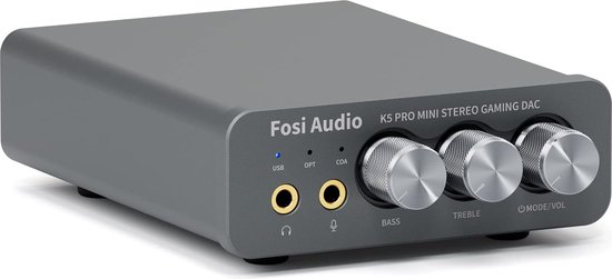 Fosi Audio K5 Pro - DAC/Versterker - USB Type C - Optische & Coaxiale Ingangen