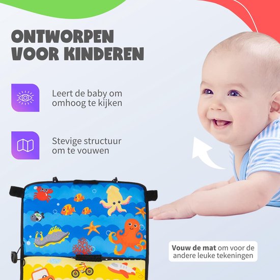 MontiPlay® Buikligtrainer Baby - Knisperboekje Baby - Baby speelgoed 6 maanden - Educatief Speelgoed - Montessori - Sensorisch - Speelgoedboek 2024 van MontiPlay® — afbeelding 4