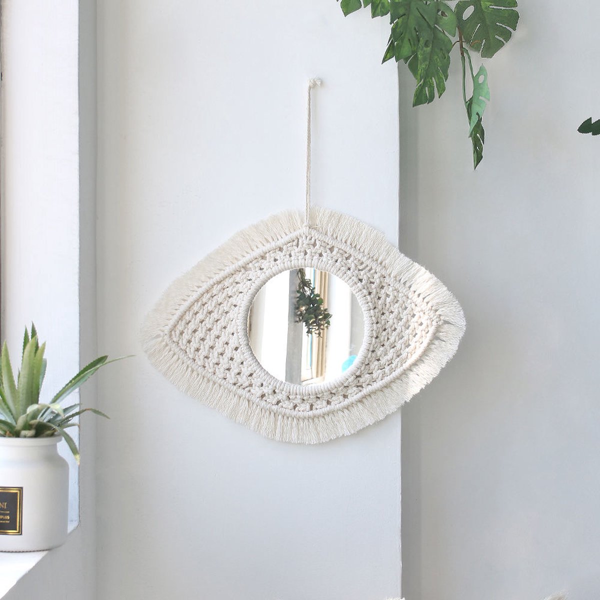 Macramé Spiegel | Handgemaakt | Hoogwaardige kwaliteit | Wandspiegel