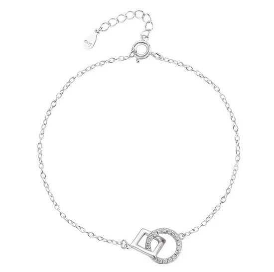 Armband dames - zilveren dames armband - zilverkleurige dames armband met Zirkonia bedel - cadeau voor vrouw - Liefs Jade