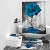 Floraweg Douchegordijn,Shower Curtain,badgordijn,badkamergordijn,Zonnebloem, roos,-topkwaliteit - digitale printen -Anti Schimmel - Inclusief 12 ringen -met 12 stuks douchegordijnhaken – Waterdicht -Wasbaar- Polyester - 180x200 cm