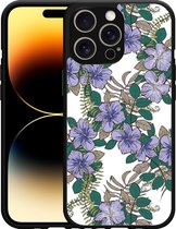 Cazy Hardcase Hoesje geschikt voor iPhone 14 Pro Max Purple Flowers