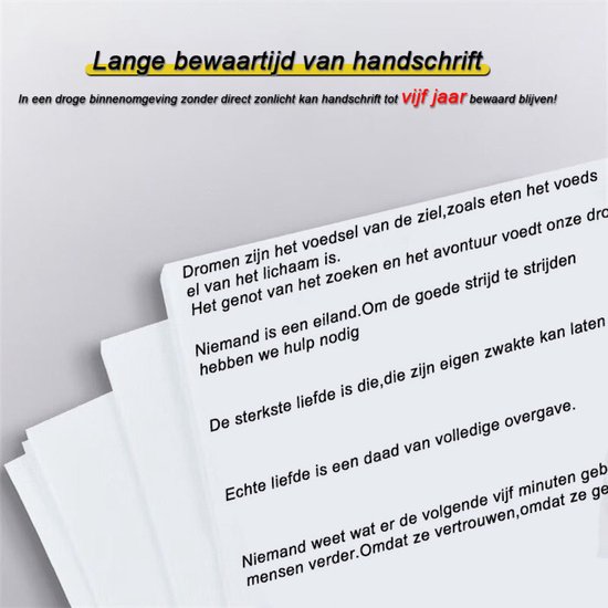 Een rol papier met gedrukte Chinese citaten, beginnend met 'Dromen zijn het voedsel van de ziel'.