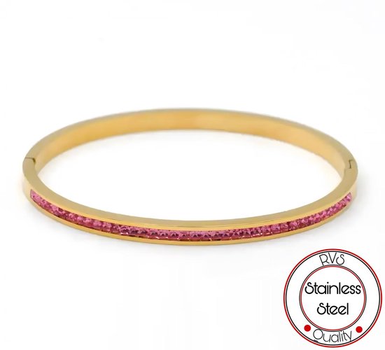 Soraro Roze Zirkonia Armband | 14k Goldplated | Dames | Goudkleurig | RVS | Zirkonia | Armband Vrouwen | Dames Armband | Cadeau voor Vrouw | Vrouwen Cadeautjes | Moederdag | Moederdag cadeau