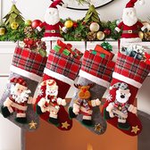 Lot de 4 grandes chaussettes de Chaussettes de Noël à remplir, chaussettes de Noël, sacs cadeaux, cintre pour sapin de Noël, décoration de Noël avec Père Noël, bonhomme de neige, renne, ours