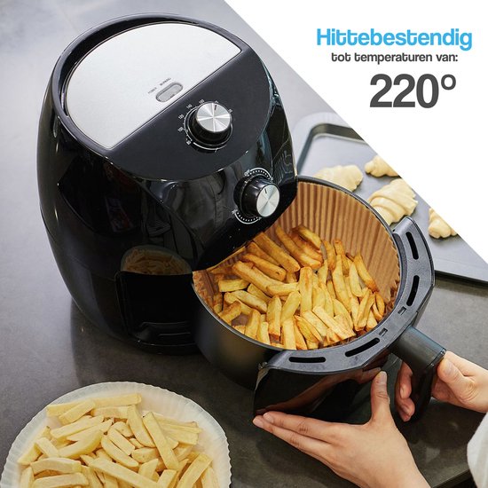 DIVERZA Airfryer Papier sulfurisé 50 pièces - 20 cm - Friteuse à air chaud Récipients jetables - Convient aux Airfryer XL et XXL - Papier jetable 50 pièces - Papier sulfurisé rond - Accessoires Airfryer
