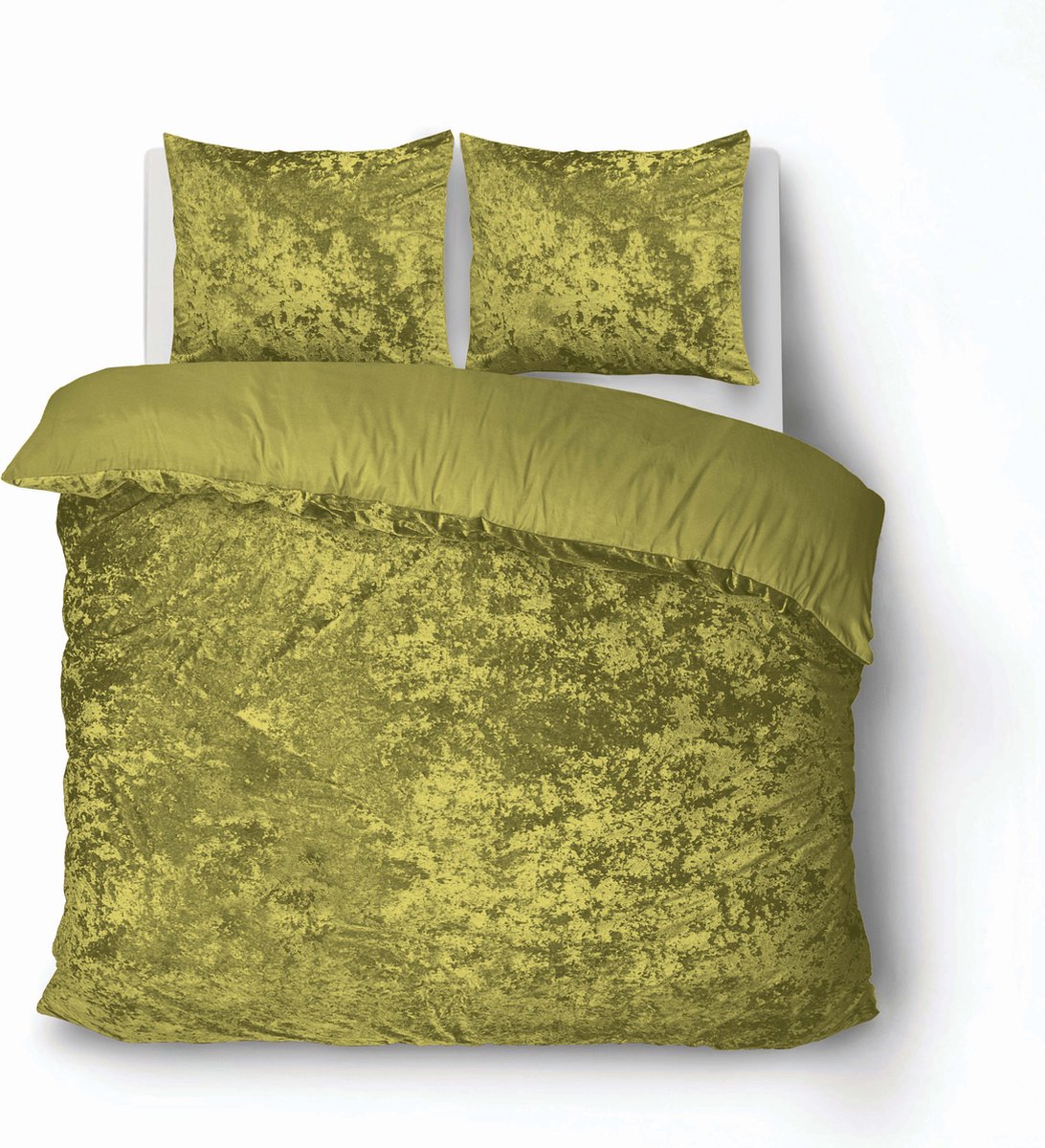 iSleep Dekbedovertrek Crushed Velvet - Litsjumeaux - 240x200/220 cm - Oker