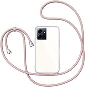 Hoesje met Koord geschikt voor Xiaomi Note 12 4G - Back Cover Siliconen Case Transparant Hoes Roségoud