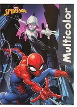 Marvel Spider-Man - multicolor kleurboek - antraciet - superhelden - 32 pagina's waarvan 17 kleurplaten en 17 voorbeelden - creatief - knutselen - kado - cadeau