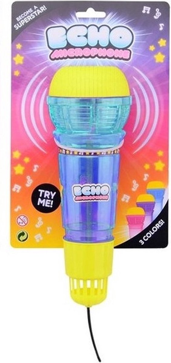 Echo Microfoon op kaart - Kinder microfoon -speelgoed - Microfoon 23 cm - Blauw