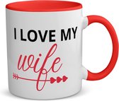 Akyol - i love my wife koffiemok - theemok - rood - Liefde - je vrouw - valentijnsdag - verjaardagscadeau - cadeau voor vriendin - 350 ML inhoud