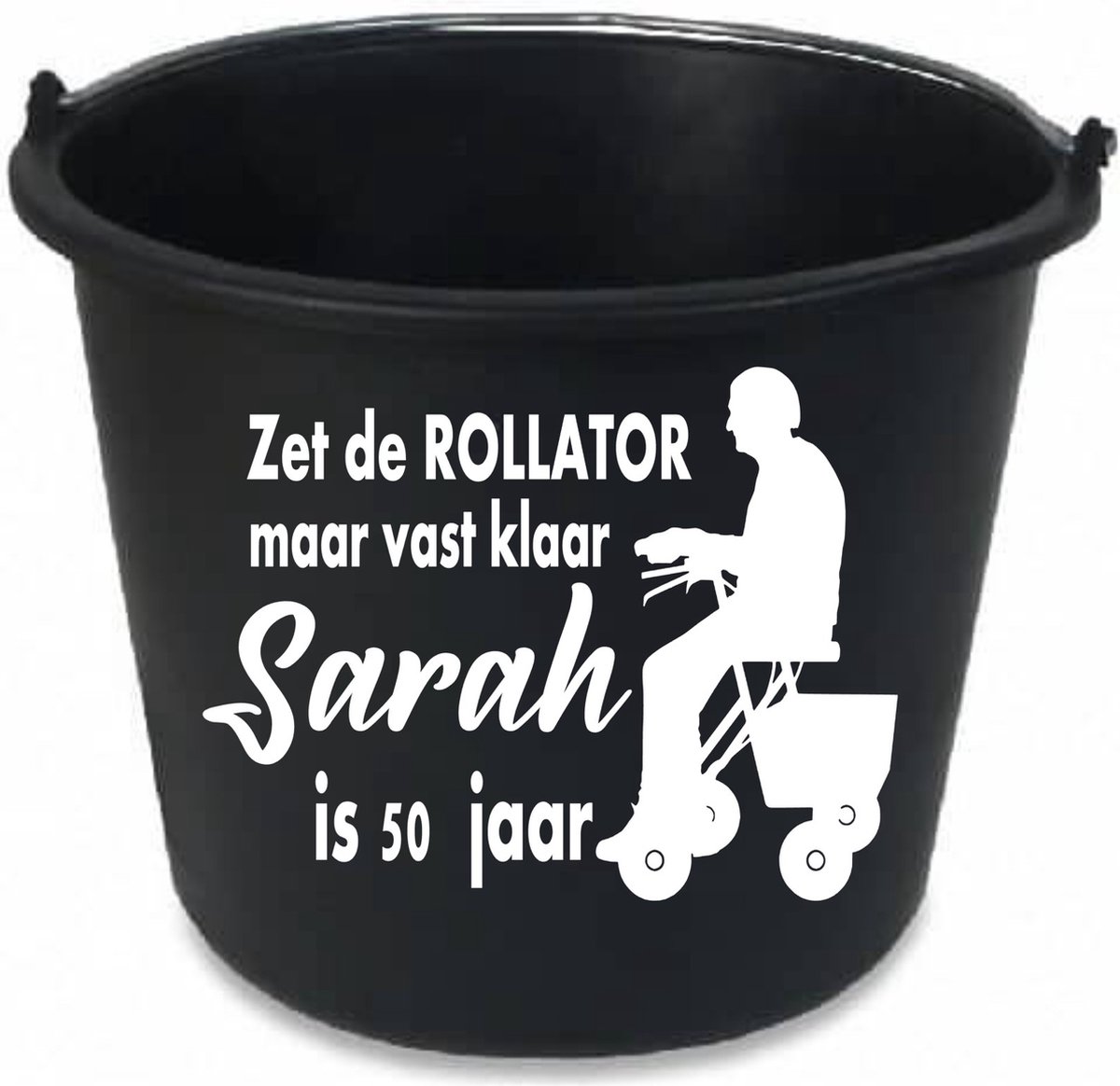 Goedkoopste Bedrukte emmer - 50 jaar - abraham - sarah - spreuk zet de rollator maar klaar - verjaardag - geschenk