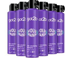 Got2b Volumania 24h Volume Hairspray – Volumizing Haarspray voor Extra Body & Lift – Sterke Hold – 24 uur Fixatie – Vegan – Voordeelverpakking – 6x300 ml