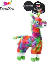 FantaZoo Giraffe kleurrijke en gerecyclede honden knuffel – zeer stevig en zacht – maat L 32x19cm - geschikt voor Large hond