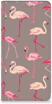 Stand Case Geschikt voor Nokia G42 Hoesje met naam Flamingo