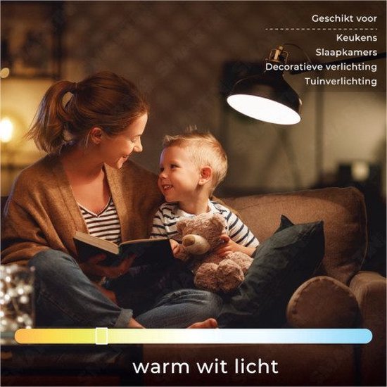 Moeder en kind lezen een boek bij warm wit licht, geschikt voor keukens, slaapkamers, decoratieve verlichting en tuinverlichting.