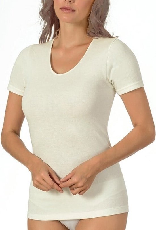 Chemise thermique Entex pour femme à manches courtes - L - Crème