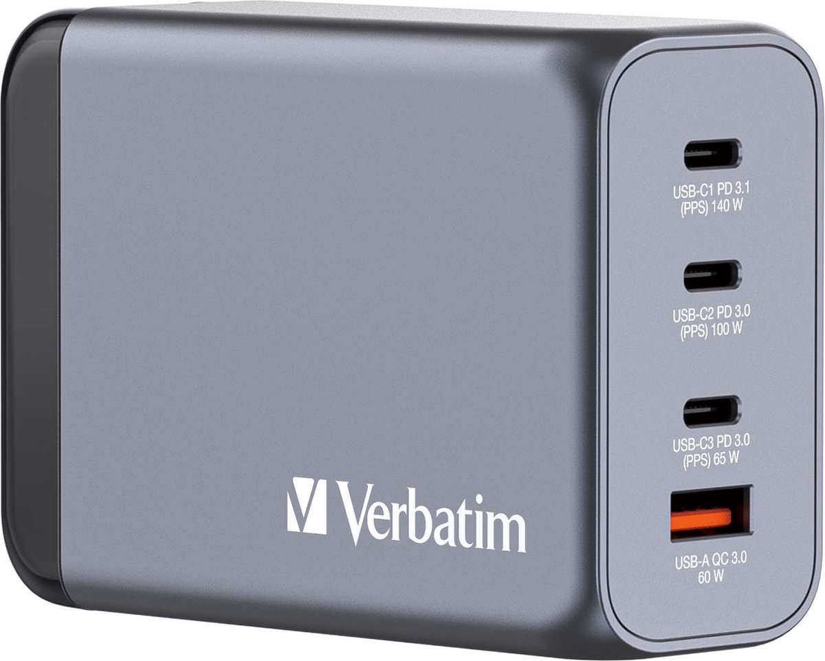 Verbatim GNC-240 GaN Oplader 4 Poorten 240W USB A/C