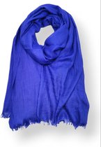 Lange dames sjaal Veerle effen motief koningsblauw royal blue