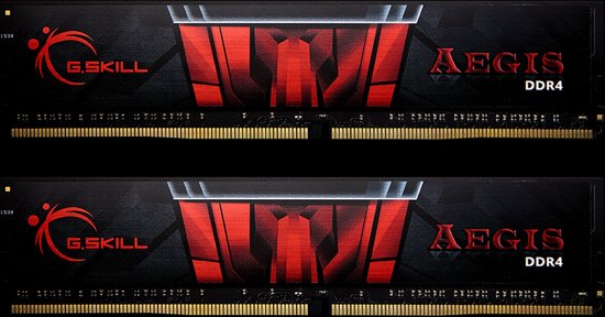 Foto: G skill aegis f4 2666c19d 32gis geheugen ddr4 32 gb 2 x 16 gb 288 pin 2666 mhz cl19 1 2 v rood zwart