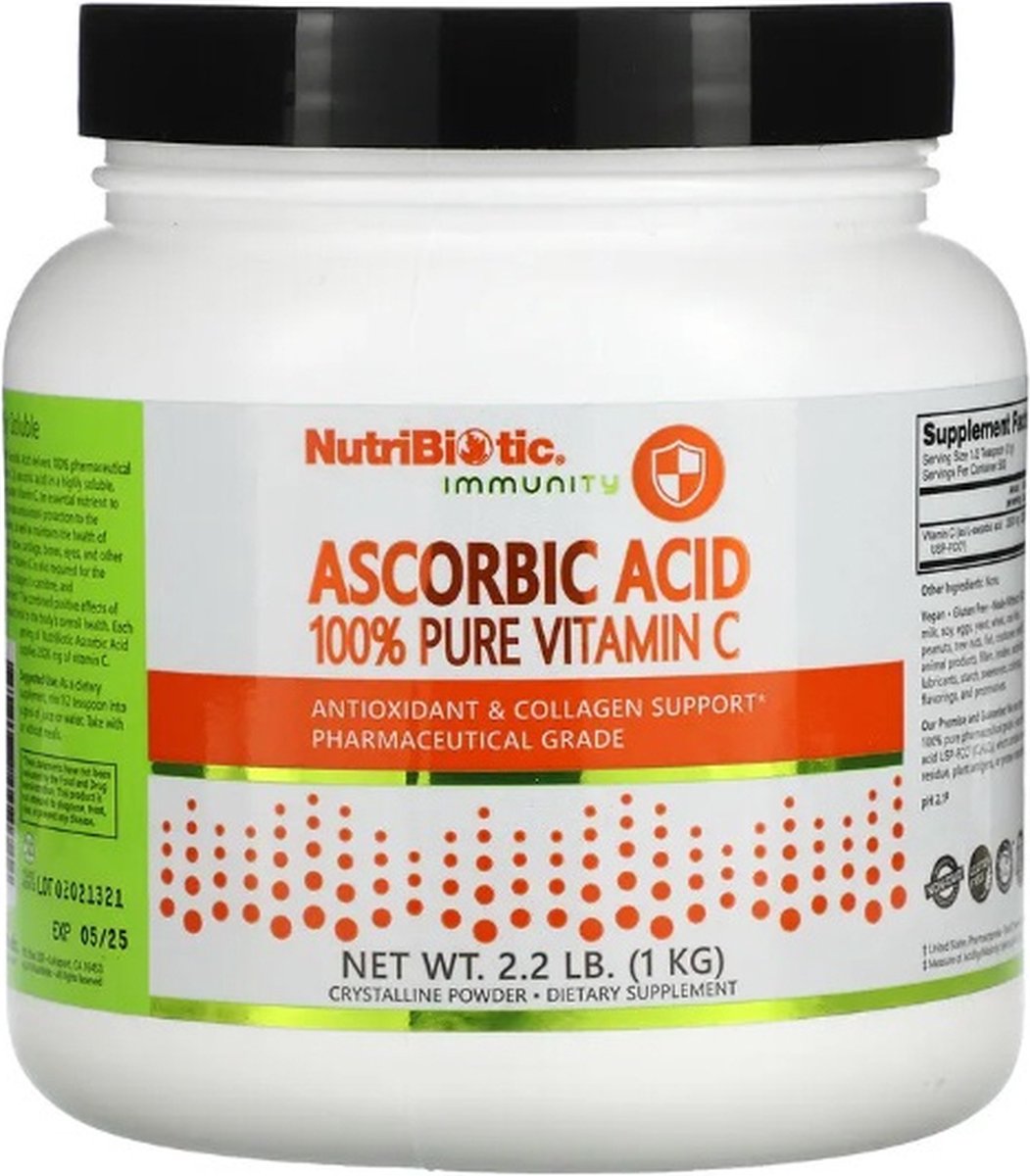 Nutribiotic - Ascorbinezuur - 100% pure Vitamine C - 1000 gram