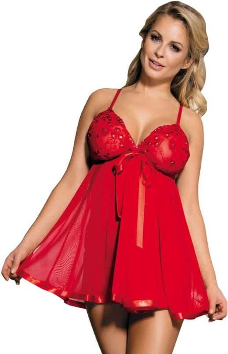 Goedkoopste SUBBLIME BABYDOLLS | Subblime Red Babydoll With Bow And Shinny Details L/xl