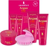 Lee Stafford ArganOil - Geschenkset - Shampoo, Conditioner & Haarmasker - Voor Droog & Beschadigd Haar - met Massageborstel