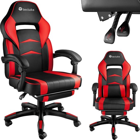tectake - chaise de bureau Comodo - chaise de jeu - noir / rouge - 404742