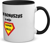 Akyol - mijn bonuszus is mijn superheld koffiemok - theemok - zwart - Zus - super bonuszus - verjaardag - cadeautje voor zus - zus artikelen - kado - geschenk - 350 ML inhoud