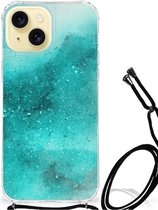 Telefoon Hoesje Geschikt voor iPhone 15 Case Anti-shock met transparante rand Painting Blue